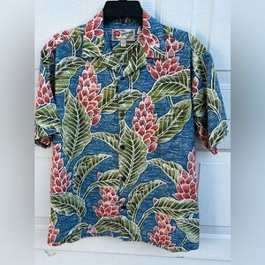 VTG Hilo Hattie Hawaiian Shirt  Blue Floral Button size S